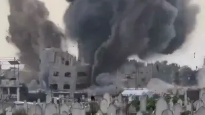 Israeli Airstrike Destroys Hamas Site in Gaza City Neighborhood.
