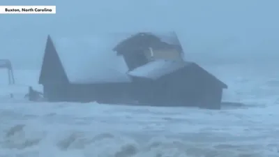 WATCH: Waves Destroy Oceanfront Homes Along Outer Banks Coast.