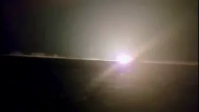 At Nighttime, Ukraine Launches Six Flamingo Missiles, Sparks Secondary Explosions.