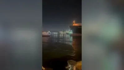 Cargo Ship Slams Into Ferries in Port of Santos.