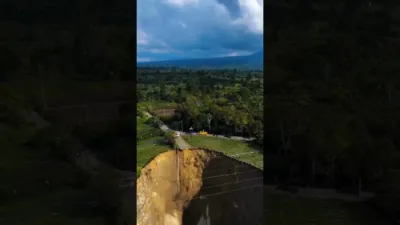 WILD FOOTAGE: Ground Collapse Swallows 30,000 Square Meters of Land in Indonesia.