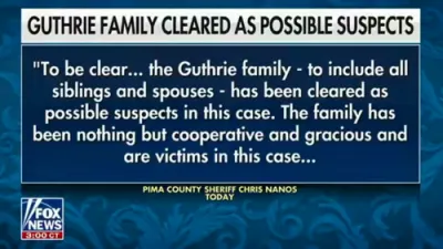Pima Sheriff Confirms No Family Involvement in Guthrie Case.