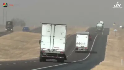 High Winds Overturn a Semi-Truck in Texas. 