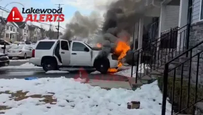 BREAKING IN LAKEWOOD: Vehicle Erupts in Driveway Fire, No Injuries