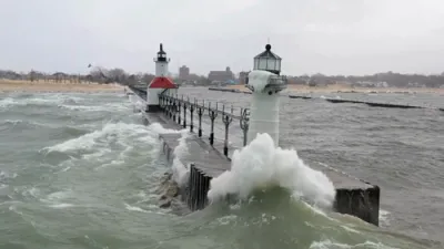 Massive Waves Batter St. Joseph Lighthouse.