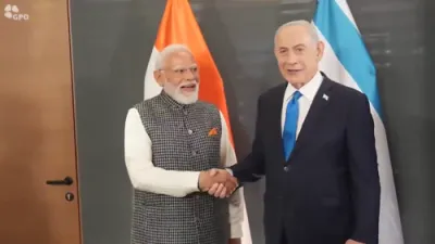 PM Netanyahu Greets India PM Modi.