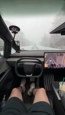 Tesla Cybertruck Navigates Blizzard Using Full Self-Driving.