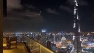 Ballistic Strikes Fly Past Burj Khalifa Following Iran Retaliation.