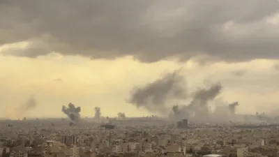 Massive Smoke Plumes Over Tehran After U.S.-Israeli Bombardment.