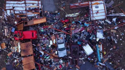 Aftermath of a Powerful Tornado Rips Through Lake Village Community. 