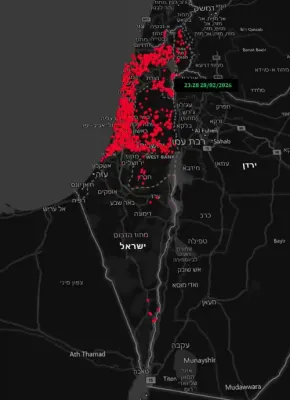 Time-Lapse Shows Nationwide Alerts Amid Operation Epic Fury.