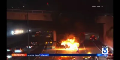 Fiery Multi-Car Crash Kills One on Los Angeles Freeway.