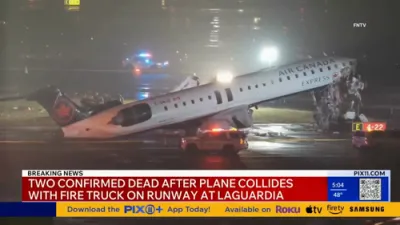 BREAKING: Air Canada Jet Slams Fire Truck at LaGuardia, Two Pilots Killed.