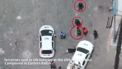 IDF Footage Shows Terrorists Using UNRWA Vehicles as Cover.
