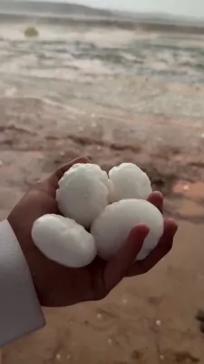 Watch: Massive Hailstones and Floodwaters Disrupt Saudi Arabia.