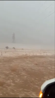 Watch: Massive Hailstones and Floodwaters Disrupt Saudi Arabia.
