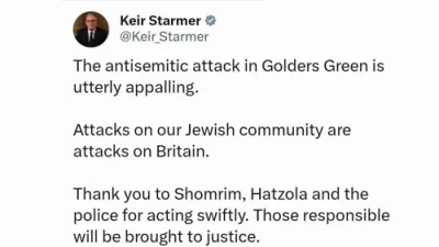 Starmer Condemns Antisemitic Golders Green Attack, Praises First Responders.