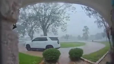 Dramatic Lightning Strike Hits Tree and Fries Entire Electrical System of Car Parked Underneath.