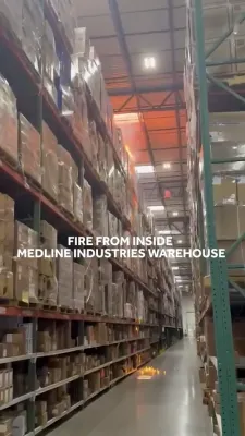 Yesterday, Massive fire breaks out at warehouse in Tracy, California.