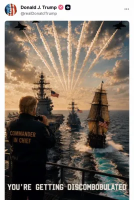 Trump Drops Epic Meme Troll: "You're Getting DISCOMBOBULATED!" Showcases America's Military Might from Revolution to Modern Power.