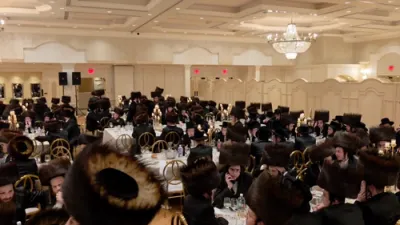 Student Assembly and Sheva Brachos for Ohr Torah Rosh Yeshiva Shlit"a's Youngest Son Tom, Marrying Bobov 45 Rebbe's Granddaughter