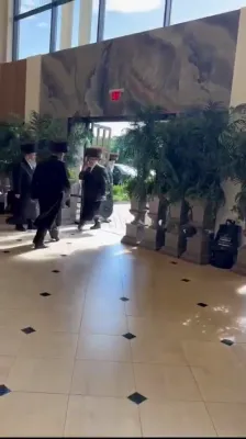 Skverer Rebbe Shlit"a at Chanukas Habayis of Skver Institutions in Montreal, after Shiva for his sister, the Rachmastrivka Rebbetzin A"H, and a Sheva Brachos for his grandson