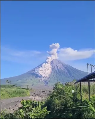 Dramatic Semeru Volcano Explosion: 1,000-Meter Ash Cloud Engulfs Eastern Java This Morning.