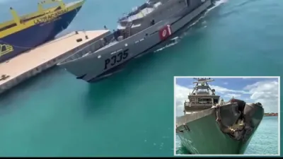 Mechanical Failure Nightmare: Mexican Navy Boat Slams into Ultra-Large Cargo Ship.