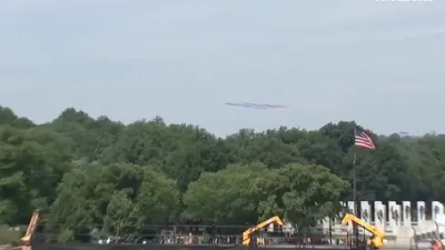French Warplanes Fly Over Capital to Celebrate 250th Anniversary of American Independence.