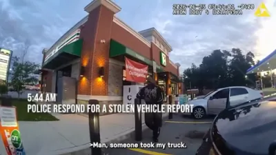 Instant Karma Strikes Hard: Suspect Busted for Burglary While His Own Truck Gets Swiped Right Outside.
