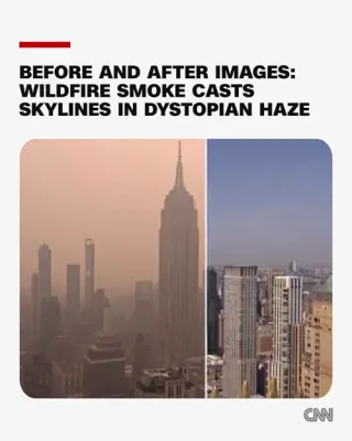 NYC Skyline Vanishes in Orange Haze: Canadian Wildfires Bring Hazardous Smoke South of the Border.
