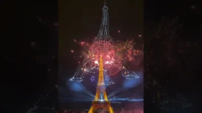Paris Celebrates July 14 with a Spectacular Sky-Splitting Drone and Fireworks.