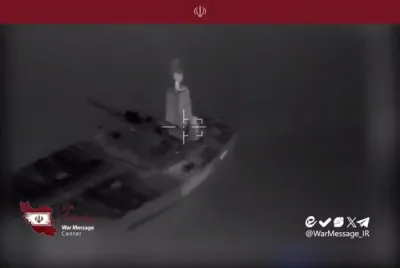 IRGC Navy drone hits a tanker in the Strait of Hormuz.