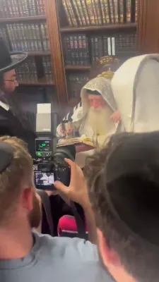 The Mekubal R' Itche Meir Morgenstern Shlit"a of Toras Chacham at the Brachos of a Bris