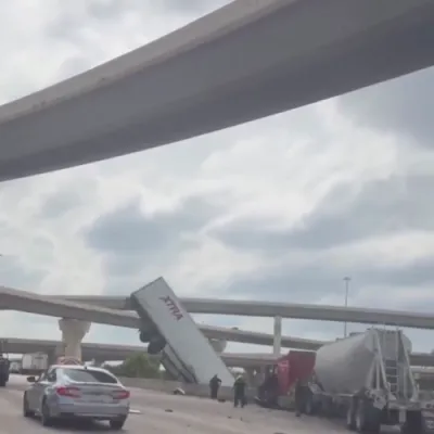 Texas Terror: Yesterday, Semi-Truck Smashes Through Barricade and Plummets Off Katy Freeway in Major Wreck.