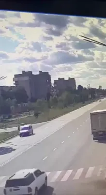 CCTV Footage Shows Russian Bomb Exploding in Ukrainian Residential Neighborhood.
