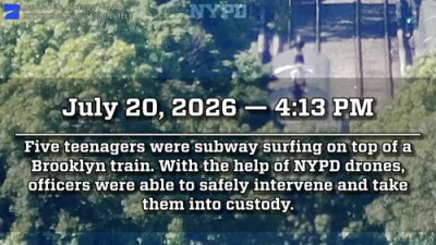 NYPD Releases Drone Footage of Teen Subway Surfing, Warns of Deadly Risk.