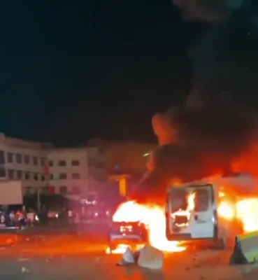 Last Night, Illegal Immigrants Set Vehicles Ablaze After Breaching the Border Fence into Melilla, Spain.