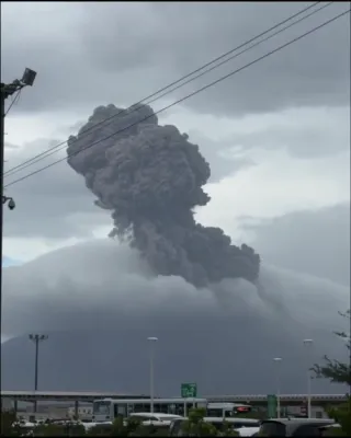 Japan's Volcano Erupts Violently, Blanketing City in Ash.