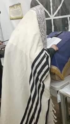 The Zlotchov Monsey Rebbe Shlit"a at Hallel on Thursday night, Rosh Chodesh Elul.