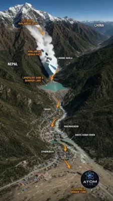 SIMULATION OF HIMALAYAN HORROR: Glacier Collapse Unleashes Deadly Flood, Hundreds Missing