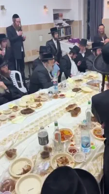 R' Yitzchak Segal Joins Chassidish Tish in Yerushalayim