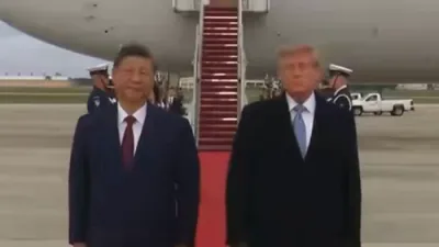 THUNDER ON THE TARMAC: President Trump Salutes As Bombers Roar Over President Xi Welcome