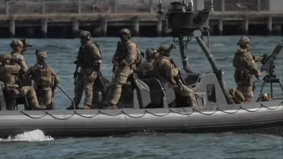 RIVERS ON LOCKDOWN: Armed Coast Guard Boats Guard Trump's NYC Arrival