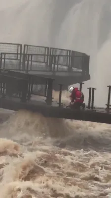 WALKWAY TORN APART: Brazil Dismantles Iguazu Viewpoint As Floodwaters Rise
