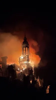 LIMOGES IN FLAMES: Historic City Hall Tower Collapses During Nationwide Protest