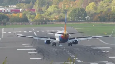 LANDING GONE SIDEWAYS: Jet2 Flight From Venice Swerves Onto Grass In Gusts