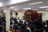 כ"ק אדמו"ר מסאטמאר שליט"א  בתפילת שחרית ולחיים מיט תלמידי ישיבה קטנה מעיין התורה ד'סאטמאר ב"פ