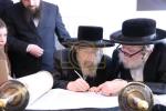 מעמד סיום כתיבת ספר תורה בחצר הקודש פינסק קארלין 