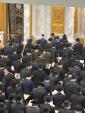 גרויסארטיגע עצרת אין לעיקוואד בראשות ראשי הישיבות דביהמ"ד גבוה ד'לעיקוואד אויפן באלדיגן באפרייאונג פון ר' בנימין קובאני